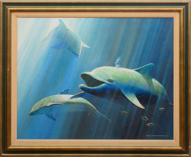 Appraisal: GEORGE LUTHER SCHELLING b DOLPHINS Oil on canvas signed 'George