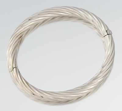 Appraisal: A Ladies' White Gold Twisted Bangle Bracelet k white gold