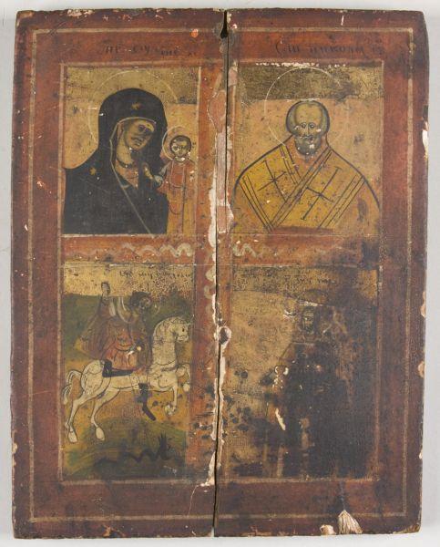 Appraisal: Greek Icon With Four Biblical Subjects probably th - th