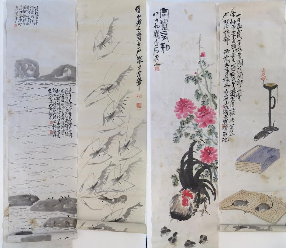 Appraisal: Four Paintings On Rice Paper Four Paintings On Rice Paper