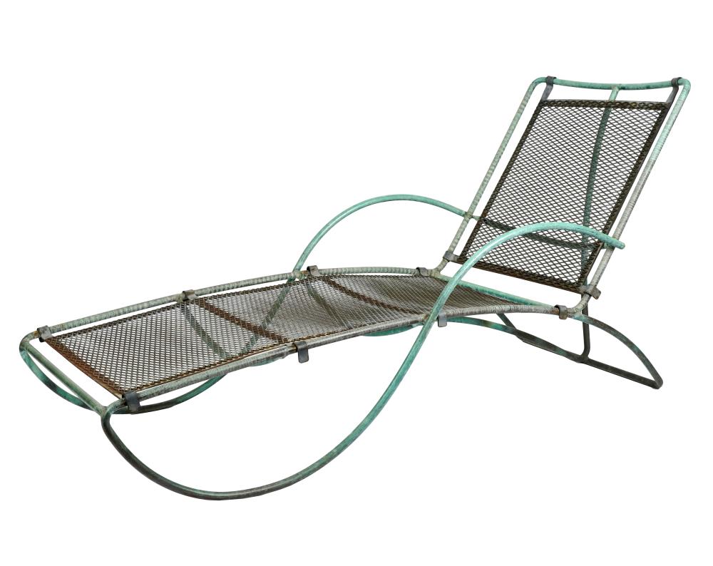 Appraisal: WALTER LAMB C CHAISE LOUNGEcirca tubular bronze and metal mesh