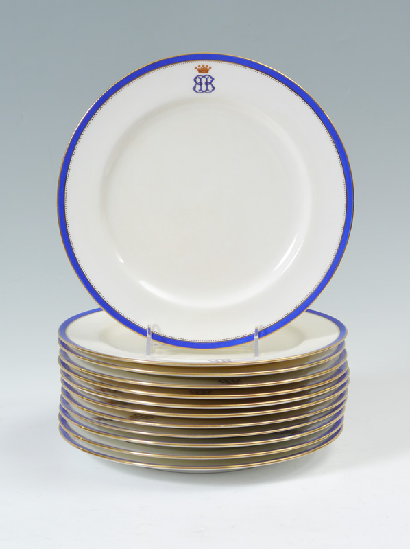 Appraisal: SET OF MINTON DINNER PLATES From the personal sailing yacht