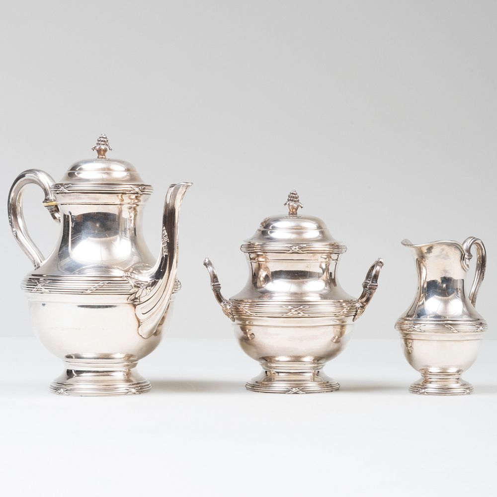 Appraisal: Tetard Freres Silver Three Piece Coffee Service Marked ' '