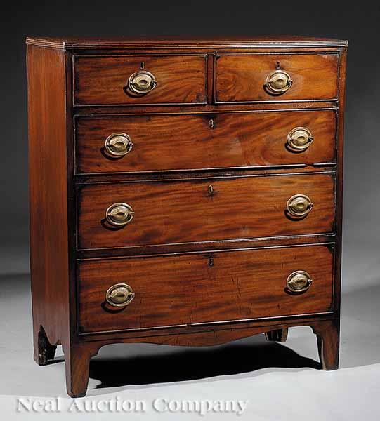 Appraisal: An Antique Georgian-Style Mahogany Chest of Drawers c cross-banded top