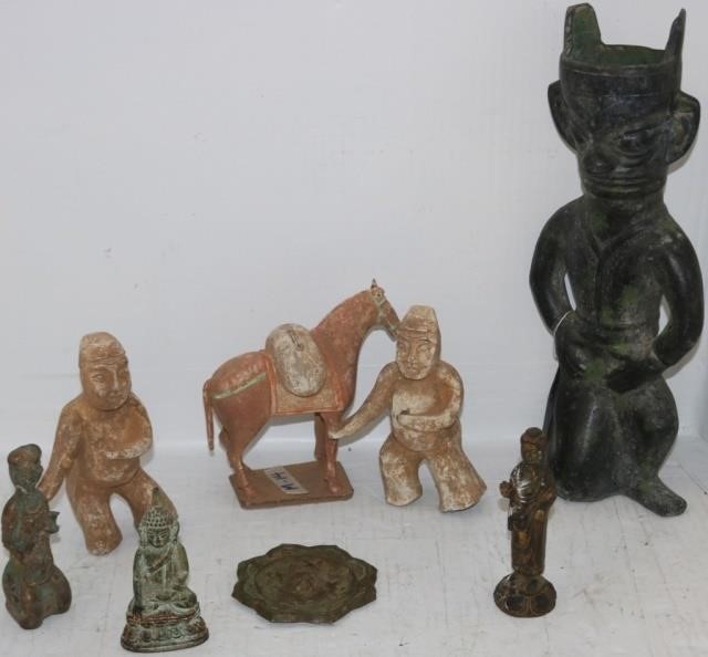 Appraisal: LOT OF EIGHT CHINESE OBJECTS TH CENTURY TOINCLUDE BUDDHA HORSE