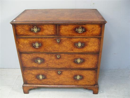 Appraisal: A century burr walnut and mahogany chest of two short