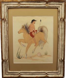 Appraisal: Herrera Signed th C Indian on Horseback Herrera Signed th