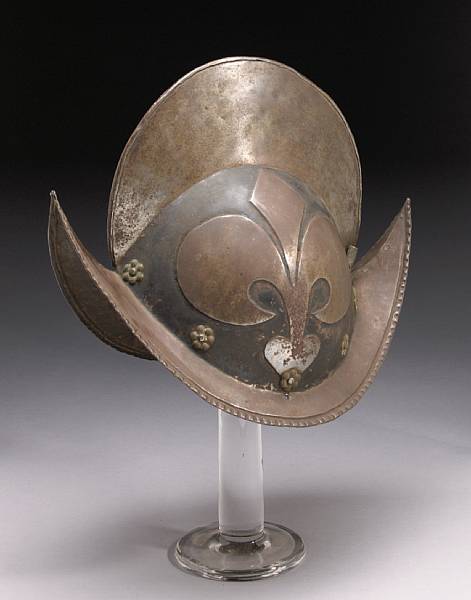 Appraisal: A German combed morion th century Two-piece skull the high