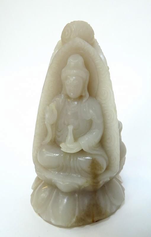 Appraisal: White Jade Quan Yin White Jade Quan Yin Description A