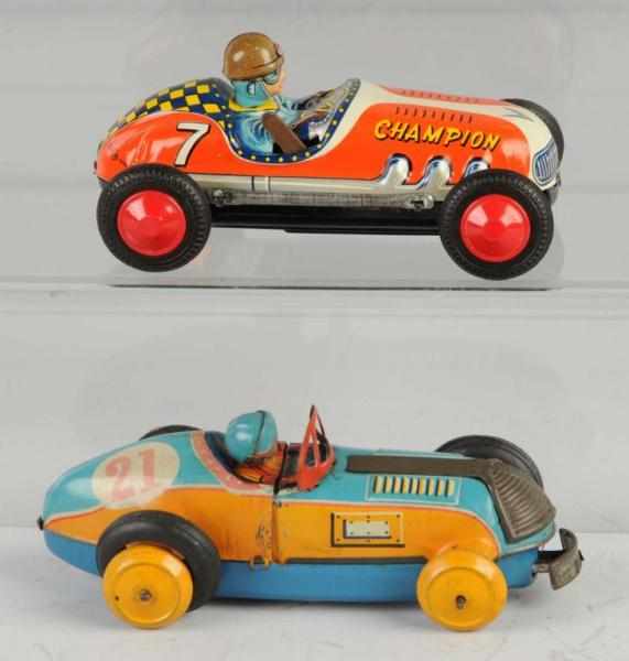 Appraisal: Lot of Tin Race Car Friction Battery-Op Toys Description Japanese