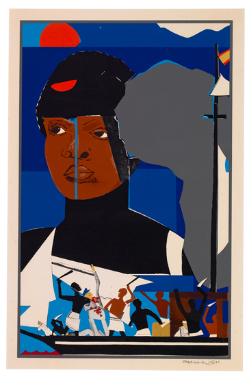 Appraisal: ROMARE BEARDEN - Slave Ship Color screenprint x mm x