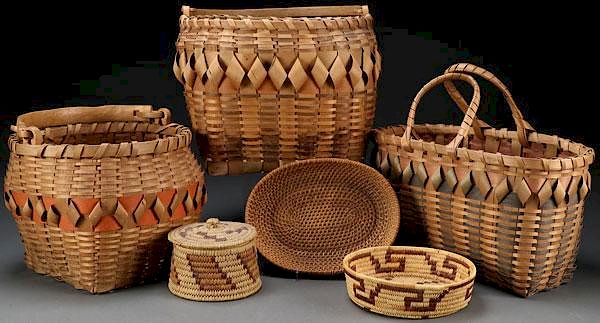 Appraisal: MOSTLY NATIVE AMERICAN BASKETS A COLLECTION OF SEVEN MOSTLY NATIVE