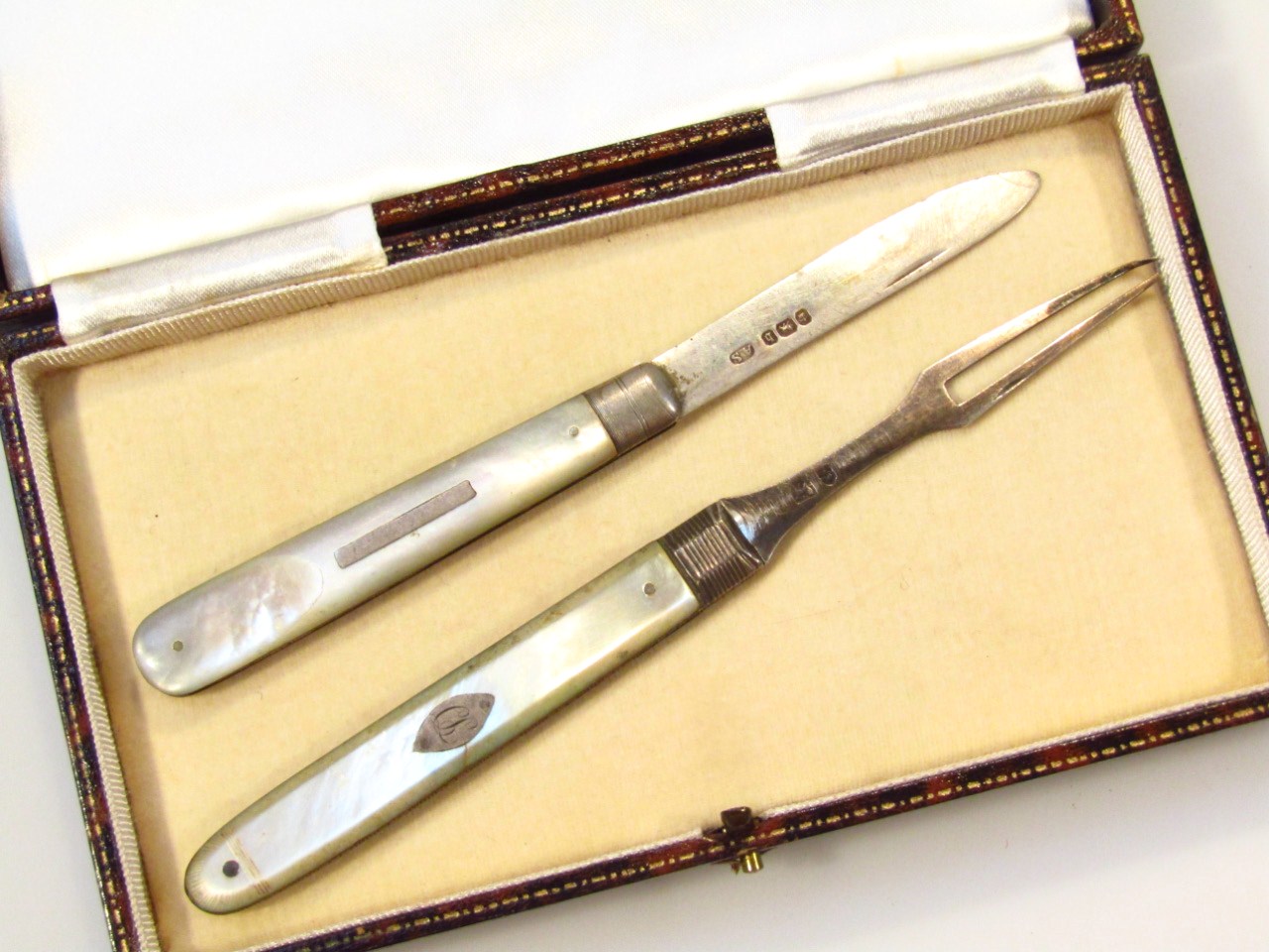 Appraisal: A Victorian silver folding knife cm high and fork set