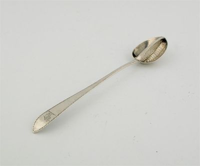 Appraisal: A George III Irish feather edge strainer spoon with a