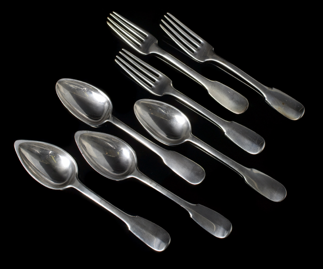 Appraisal: Seven Rare Pieces of New Orleans Creole Coin Silver Flatware