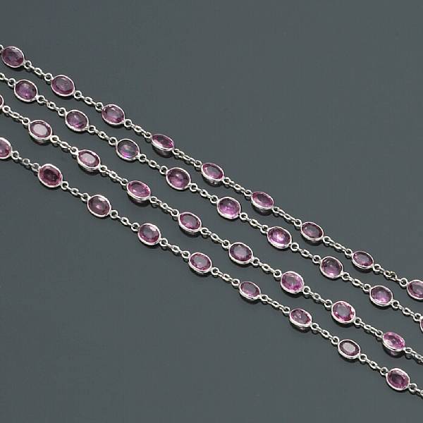 Appraisal: A pink sapphire long chain estimated total sapphire weight carats