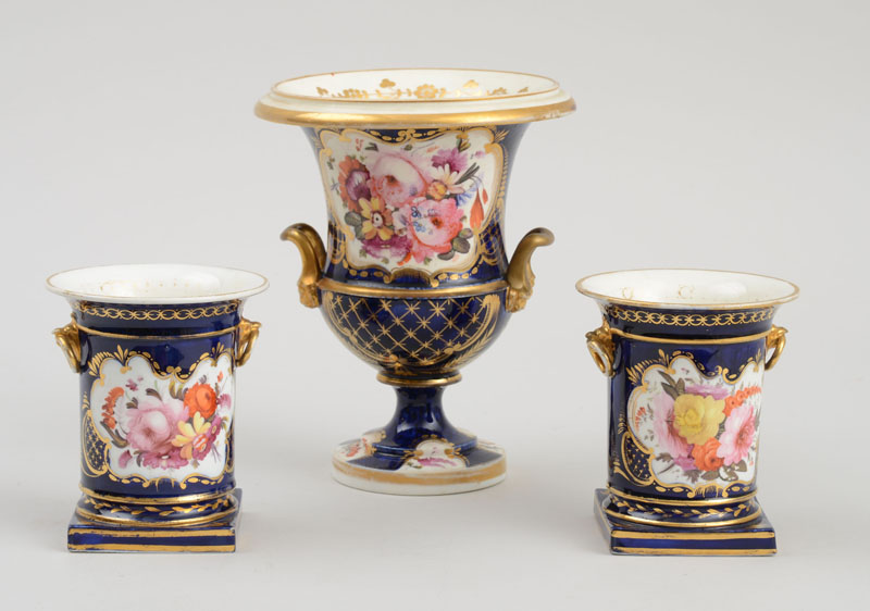 Appraisal: Pair of English Porcelain Vases and an English Campani-Form Vase