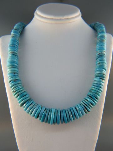 Appraisal: Turquoise Necklace disc style beads adjustable to