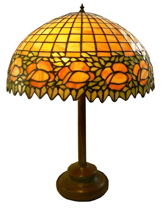 Appraisal: Attributed to Unique Art Glass Co table lamp c -