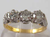 Appraisal: An carat gold three stone diamond ring estimated total diamond