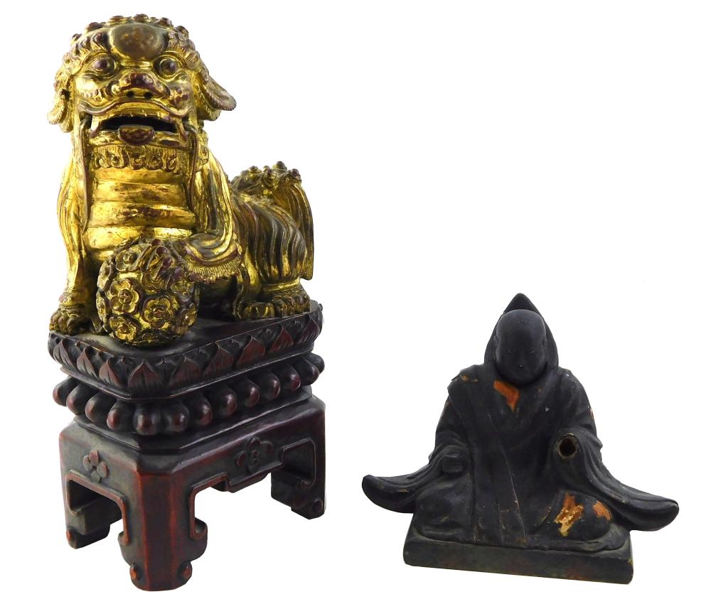 Appraisal: ASIAN TWO SCULPTURES THE FIRST A CHINESE FOO LION CHING