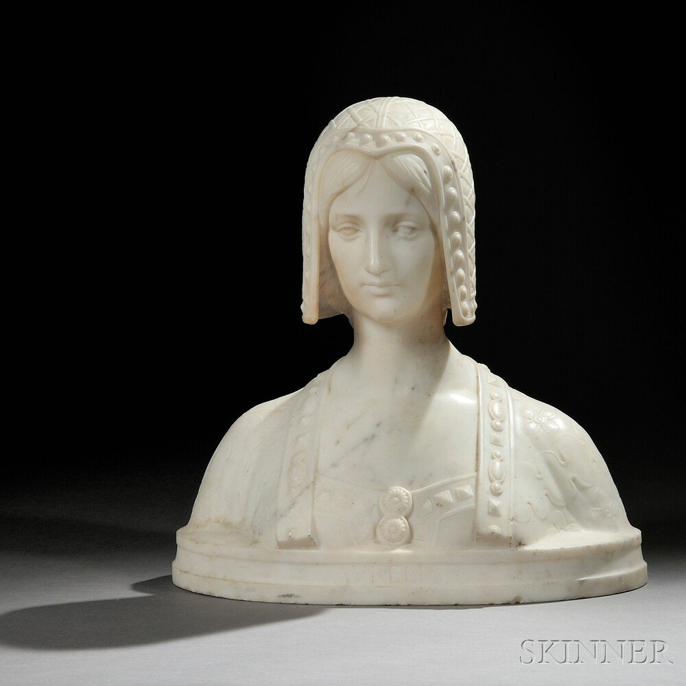 Appraisal: White Marble Bust of a Renaissance Woman th century the