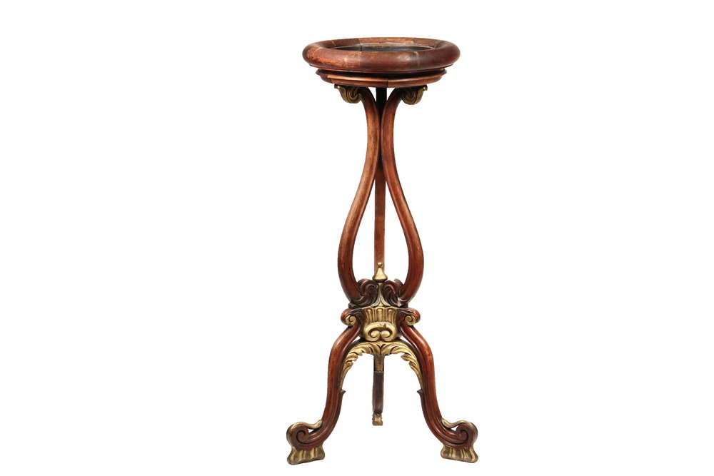 Appraisal: ENGLISH PLANT STAND - Period Chippendale Solid Rosewood Stand with