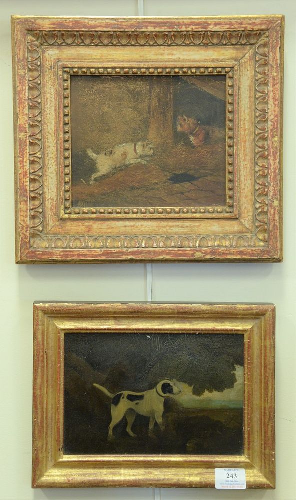 Appraisal: Three Piece Lot of small hunting dog paintings to include