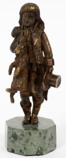 Appraisal: MINIATURE BRONZE UNSIGNED MINIATURE BRONZE MAN HOLDING A TOP HAT