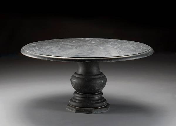 Appraisal: A Neoclassical style slate garden table The circular top with