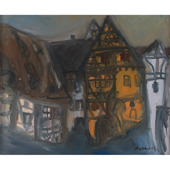 Appraisal: German Modernist School th century City Scene c oil canvas