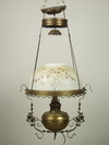 Appraisal: HANGING LAMP - Victorian era brass hanging lamp ornate embossed