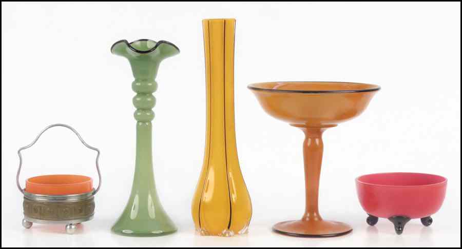 Appraisal: GROUP OF CZECH ART GLASS Comprised of two vases one