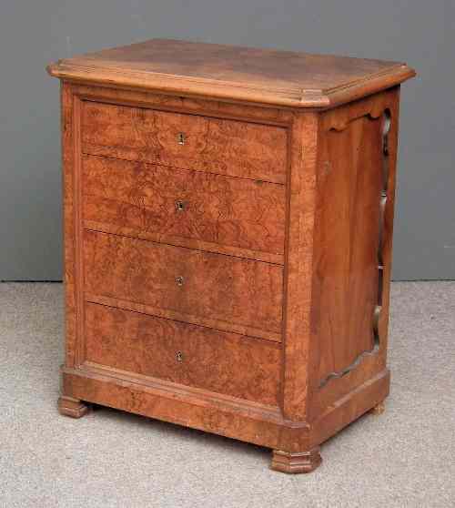 Appraisal: A th Century Swiss figured walnut chest of drawers the