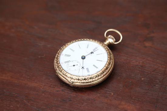 Appraisal: WALTHAM POCKETWATCH Open face with second hand gold filled seventeen