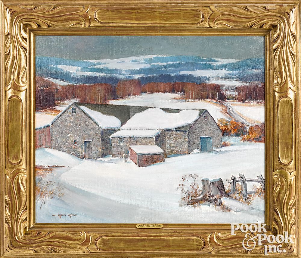 Appraisal: Arthur Meltzer oil on canvas winter landscape Arthur Meltzer American