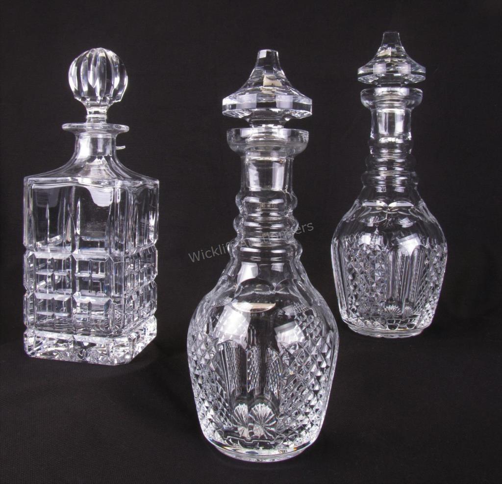 Appraisal: Three Waterford Crystal Decanters pair of Waterford Society Private Collection