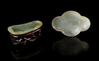 Appraisal: Two Celadon Jade Dishes Two Celadon Jade Dishes the first