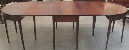 Appraisal: Three-part Federal mahogany dining table Two D shaped ends central