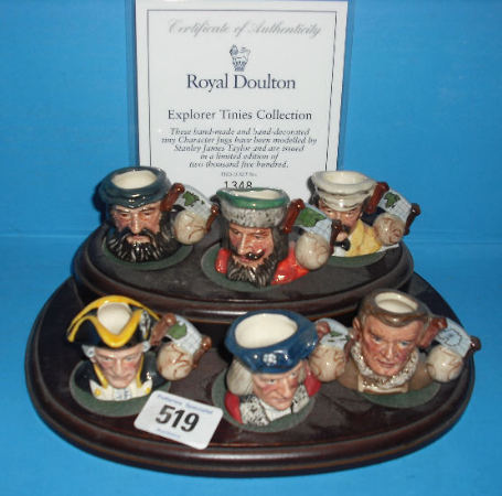 Appraisal: Set Off Royal Doulton tiny Character jugs from The Explorer