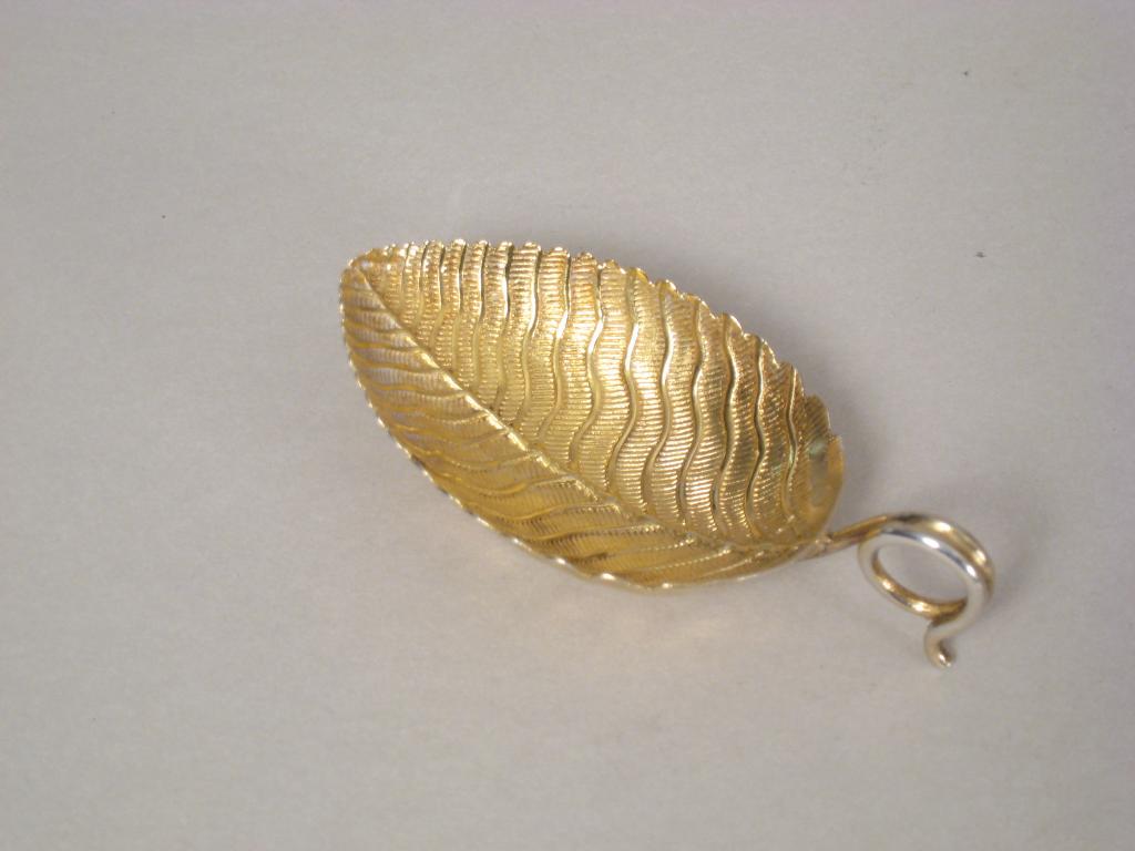 Appraisal: A George III silver gilt Caddy Spoon with leaf shape