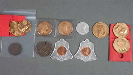 Appraisal: Virginia copper half penny EF with a selection of American