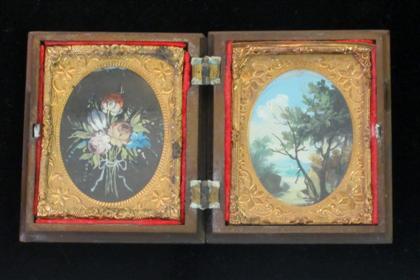 Appraisal: American School th centurytwo works landscape and floral spray in