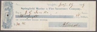 Appraisal: LINCOLN SIGNED CHECK AN ABRAHAM LINCOLN SIGNED PERSONAL CHECK The