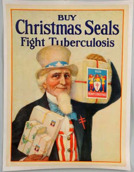 Appraisal: Uncle Sam Christmas Poster on Linen Description Depicting Uncle Sam