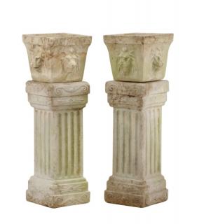 Appraisal: Pair Cast Concrete Garden Pedestals A pair of cast concrete