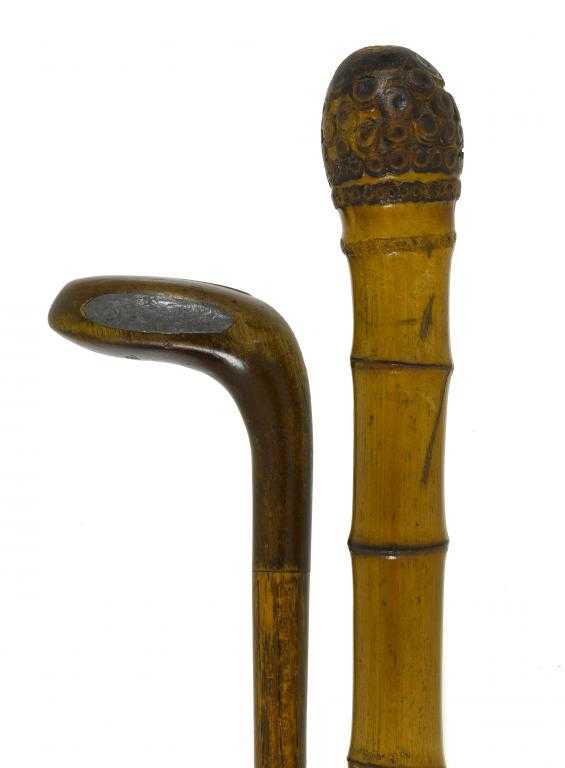 Appraisal: A BAMBOO ANGLER'S CANE the knotty pommel with detachable brass