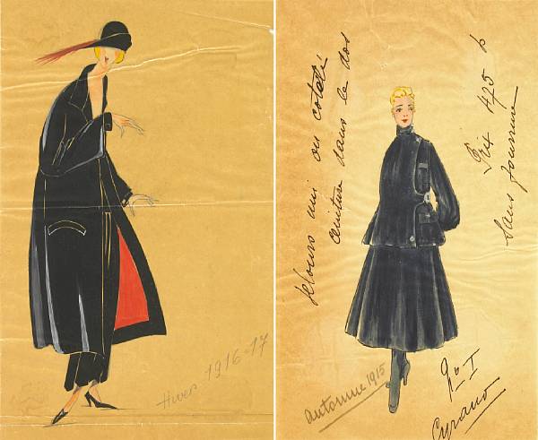 Appraisal: A Maison Lanvin album of original fashion sketches - containing