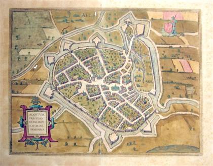 Appraisal: piece Hand-Colored Engraved Town Plan Braun Georg Hogenberg Frans Alostum