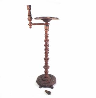 Appraisal: Antique Oak Candlestand Adjustable height candlestand with richly carved twist